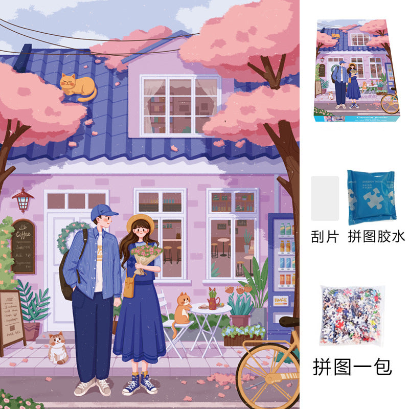 Puzzle adult version 1000 pieces decompression healing system Chinese style flat assembly toy girl puzzle birthday gift