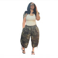 European and american style loose camouflage cropped jeans -  cross-border women's streetwear fashion wide leg denim pants
