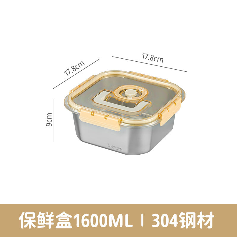 Cross-border fresh-keeping box sealed dumpling box 304 stainless steel sub-packaging refrigerator storage freezing box handle lunch box wholesale