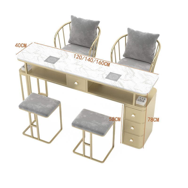 Widened 45cm marble nail table and chair set - special offer! economical single/double, light luxury, multi-functional, odorless, carbon steel with baked enamel finish