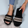furry slippers for women amazon exportplus size flat heel heattech flip-flops for women popular graffiti furry shoes