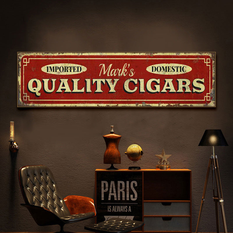 Cigar plaque decorative painting industrial style bar club hanging painting retro American whiskey Cuban eggplant sign mural