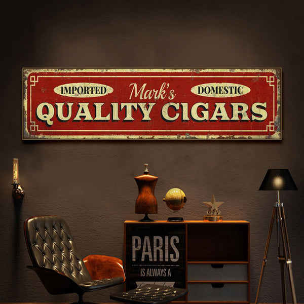 Cigar plaque decorative painting industrial style bar club hanging painting retro American whiskey Cuban eggplant sign mural