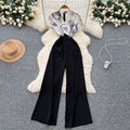 European and american style high-end criss-cross neck flutter sleeve jumpsuit - women's summer slimming wide-leg over-the-knee pants for a chic and powerful look