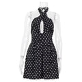 Sexy hot girl polka dot print dress - crisscross neck halter backless mini dress - petite-friendly, seriously stunning dress
