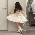 French style girls'  sundress - new summer polka dot tiered dress - baby puffy princess cute dress