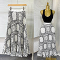 Exportsweeteasiest for matchpleated skirt large swing printing skirt women's frenchhigh waista-line medium long pleated skirt