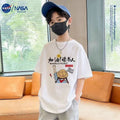 White cotton boys' short-sleeve t-shirt, summer  new arrival, loose fit, casual cartoon print, kids' half-sleeve 018