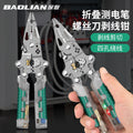 Baolian foldable electrical tester wire stripper - electrician's multi-tool: wire connector pliers, wire cutter, and stripping tool