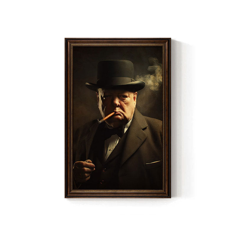 Churchill cigar bar decorative painting American celebrity retro bar club KTV box hanging painting tobacco and alcohol shop mural