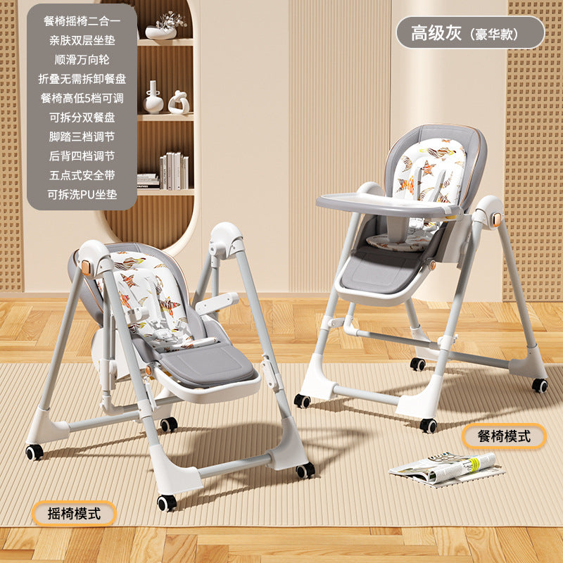 Baby Dining Chair Eating Chair Multifunctional Foldable Home Portable Baby Dining Table Seat Children's 2-in-1 Rocking Chair