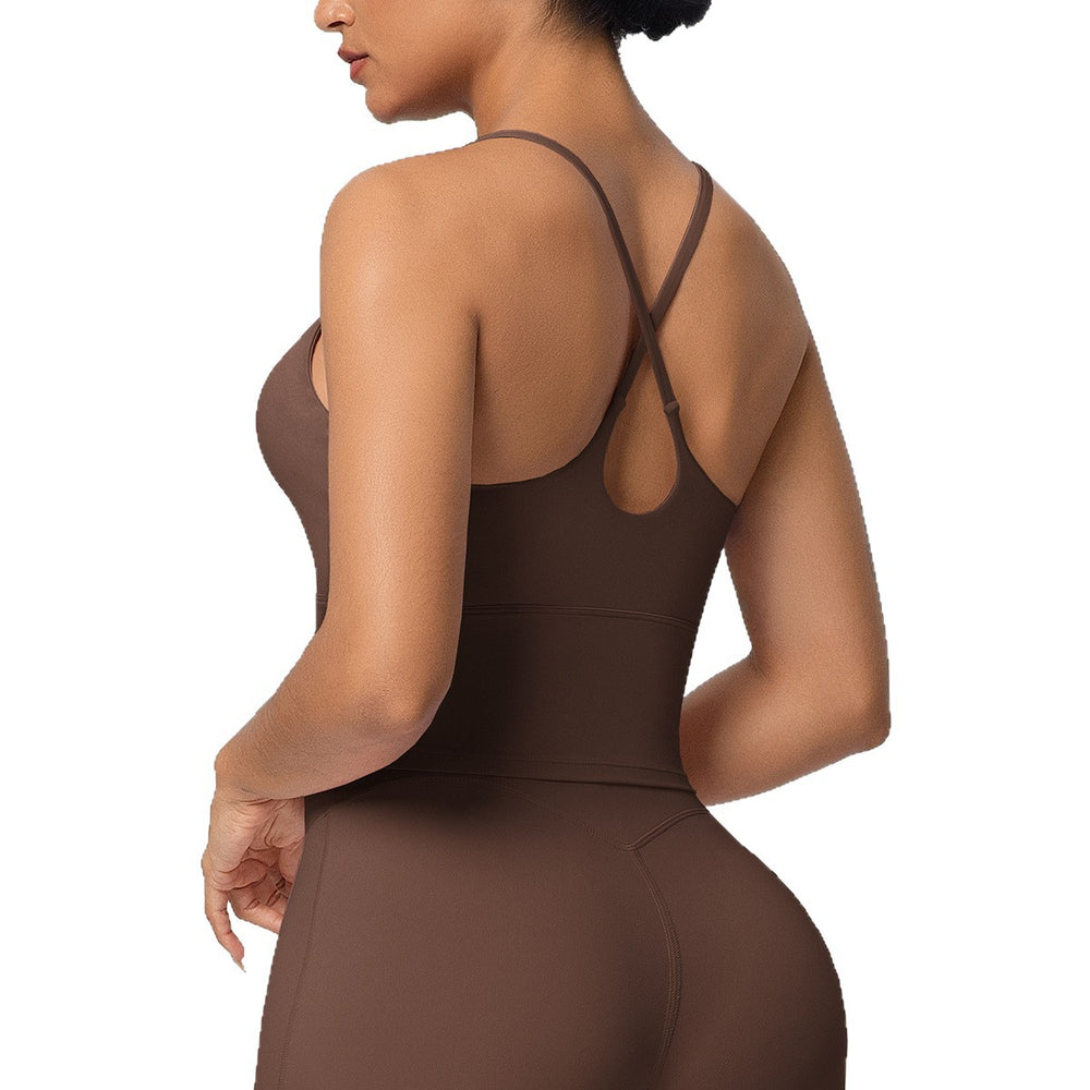 New arrival cross-border pure color double-sided nylon cross back tight sports intimates running fitness yoga wear tops for women