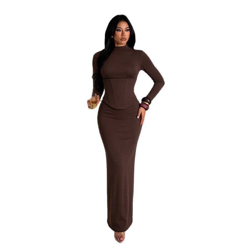 Aliexpress fashion autumnew arrivalsexyelegantturtlenecklong sleevescross-borderdresssuit for women