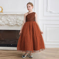 European and american export custom girls' dresses - one-shoulder, off-the-shoulder formal gowns - high-end sequin runway host/performance costumes for children