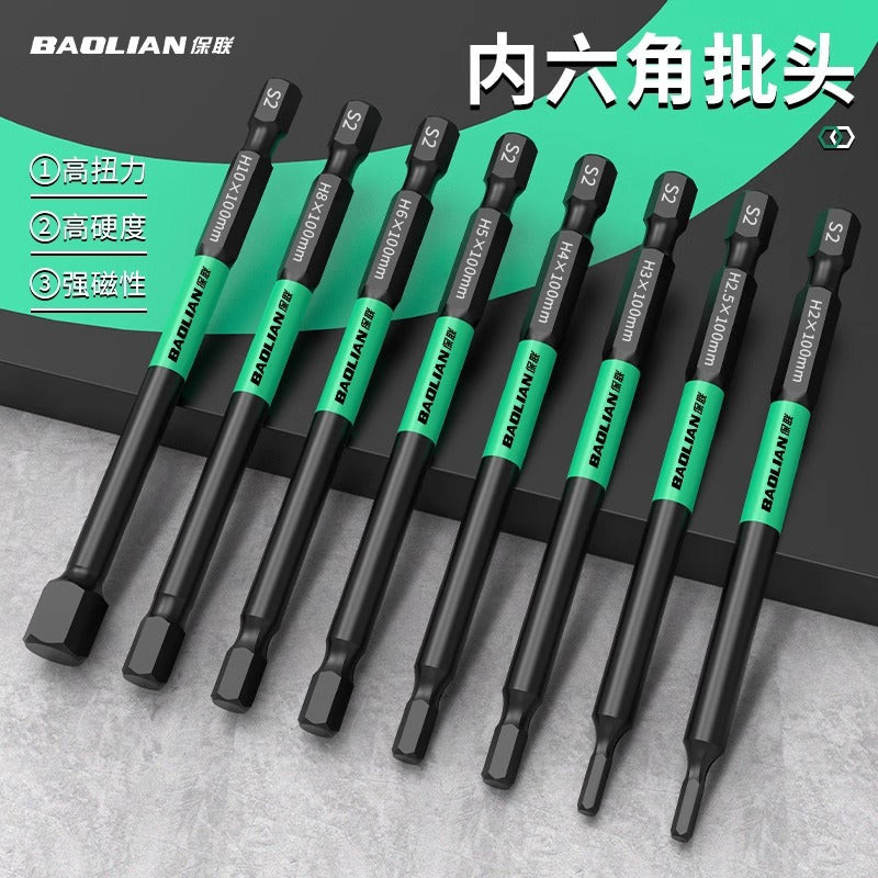 Baolian inner hexagonal bit strong magnetic s2 hexagonal handle electric wrench electric screwdriver air wrench electric drill suit