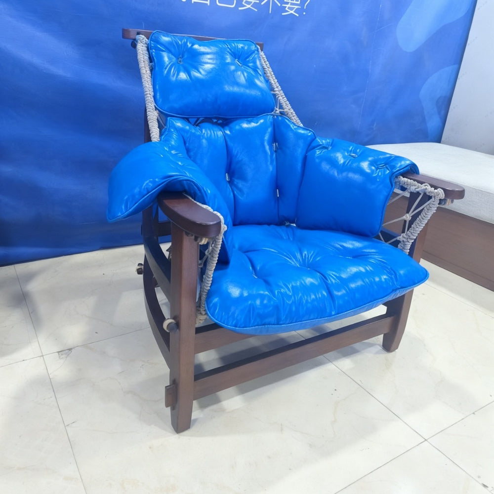 Popular living room b&b small apartment single sofa retro creative lazy chair medieval style solid wood leisure chair