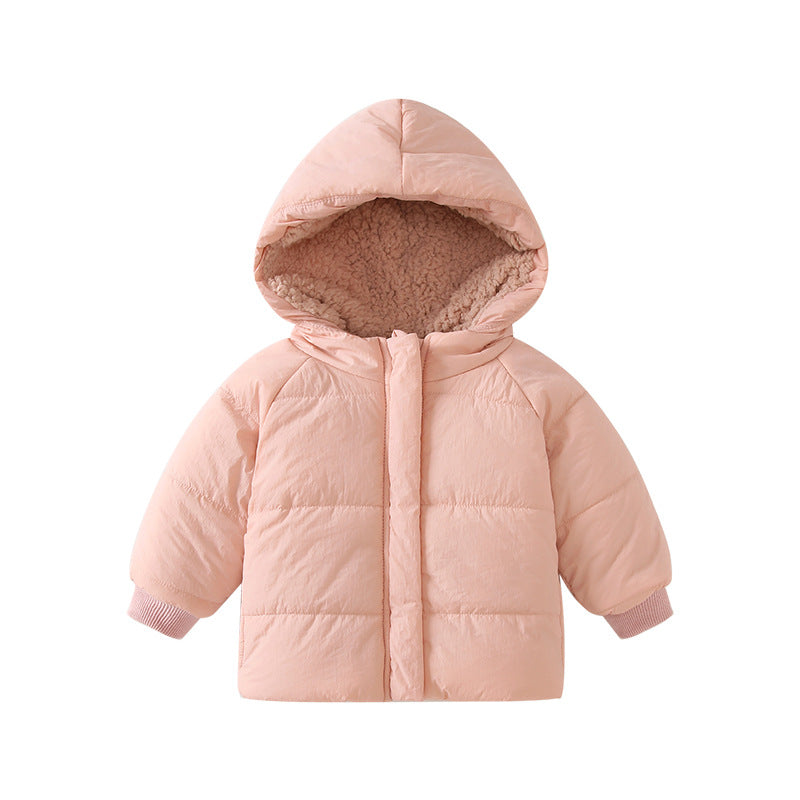 Children's fall and winter outerwear  new fashion baby boys and girls warm tops winter outdoor fleece-lined hooded cotton jackets