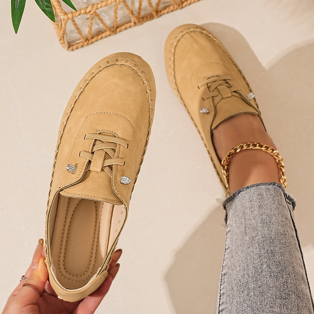 Export  new arrivalflats cross-border plus size soft bottom hand-stitched casual women's slip-on loafers wholesale
