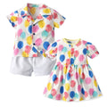 Korean style children's clothing wholesale live stream source: boys' printed cotton short-sleeve shirts and shorts, creative kids' matching family outfits for brothers and sisters
