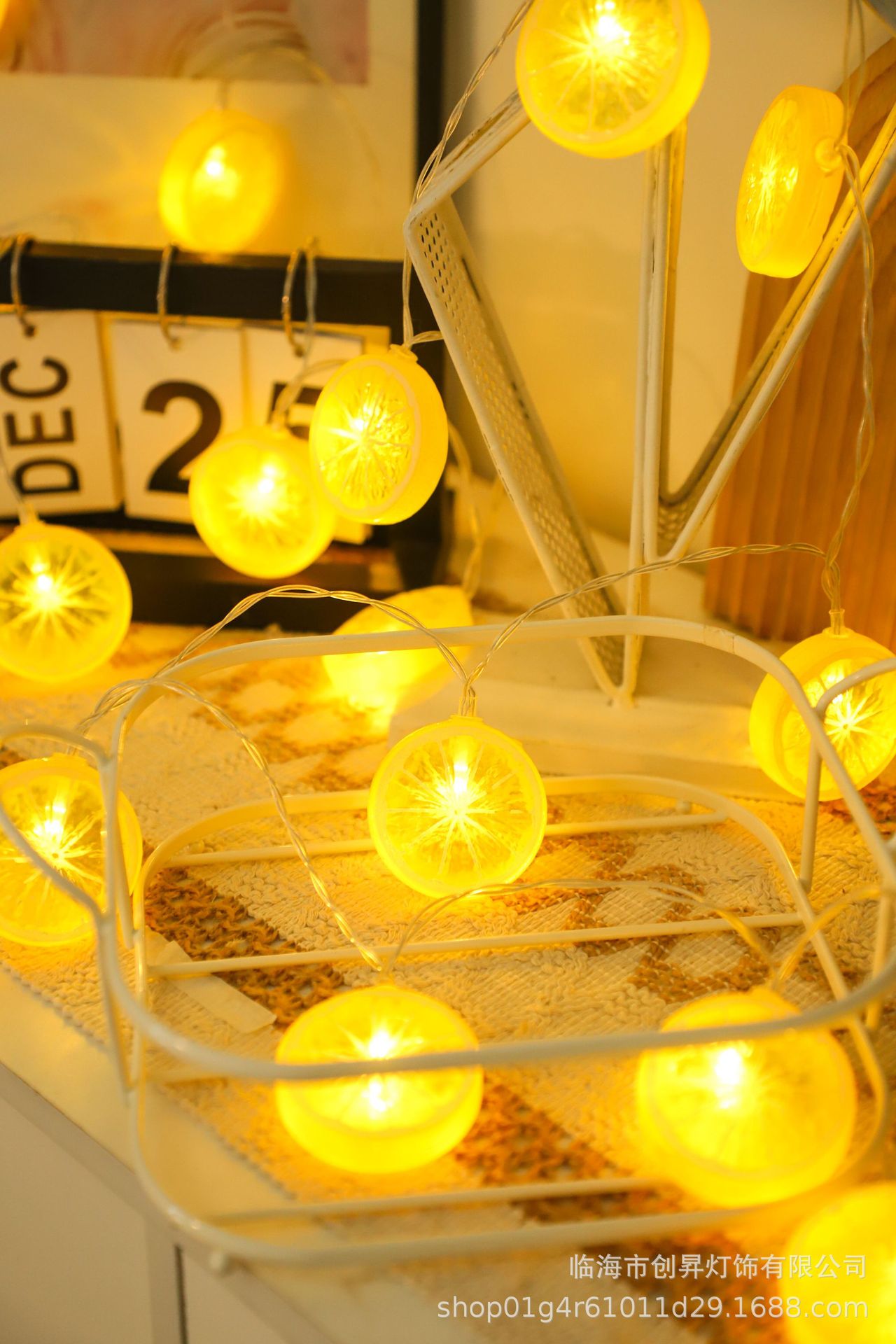 LED lemon slice light string, indoor decoration light string, night market camping atmosphere light, fruit battery box, colorful lights