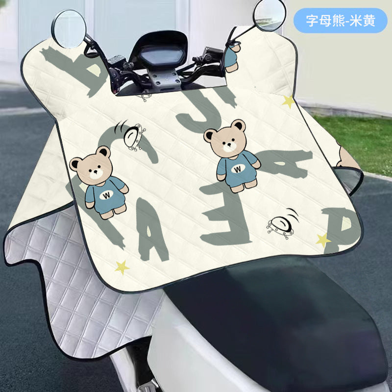 Electric vehicle windshield cover - rainproof, sunproof, windproof, sunshade - thin, waterproof cape style for electric bikes and motorcycles