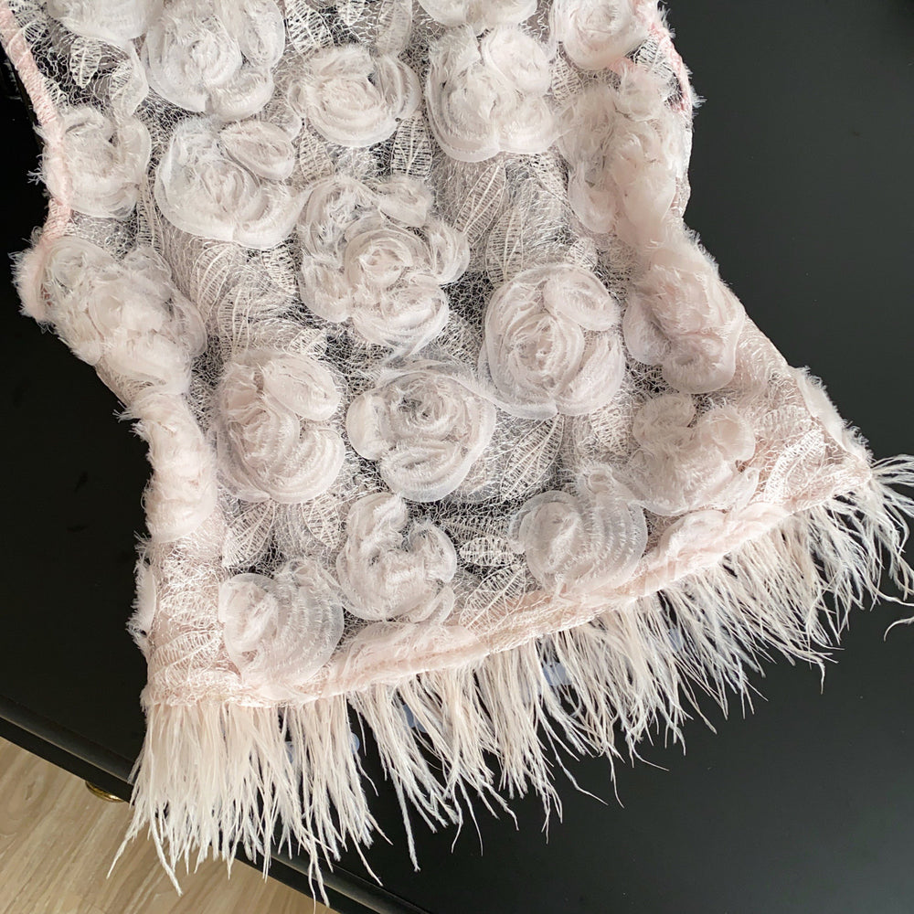 French heavy industry mesh stereo flower patchwork camisole women's summersense of designniche style sleeveless eleganttops