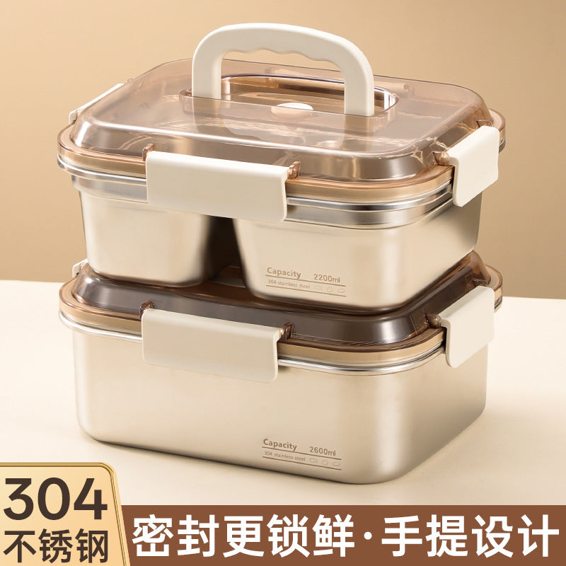 304 stainless steel food storage container - food grade, large capacity, divided lunch box for fruits, bento, rice, with lids and airtight seals