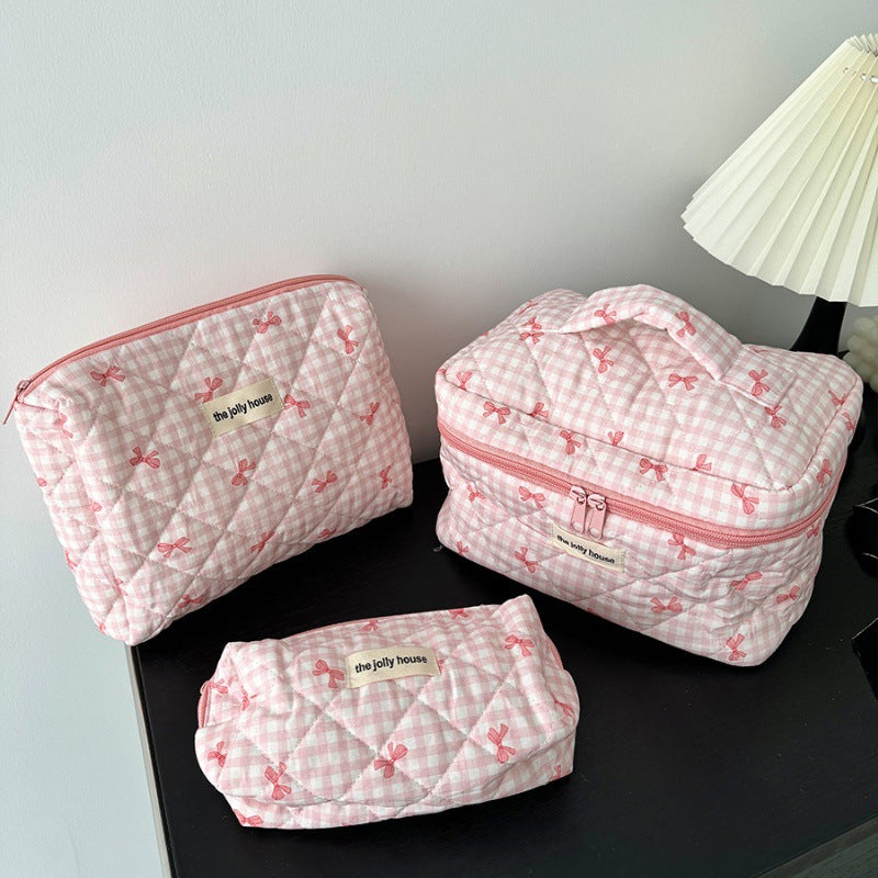 Rustic floral makeup bag - large capacity cosmetic organizer, portable handheld toiletry bag, makeup pouch for students