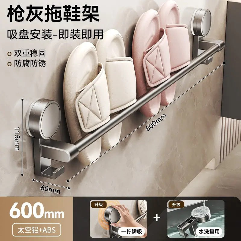 Bathroom suction cup slipper rack - no drilling required, toilet wall-mounted organizer, slipper storage solution
