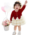 spring/autumn new girls' dress - sweet, long-sleeved princess dress with large bow for kids and babies