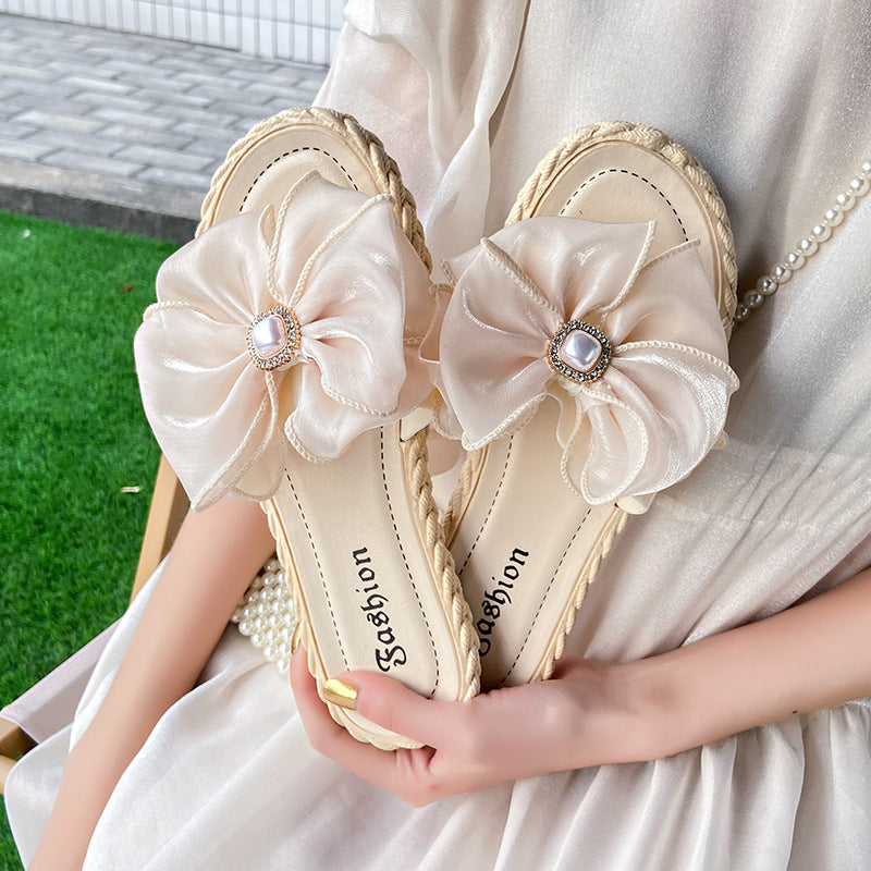 Summer new arrivals: women's fashion pearl & floral flip-flops - perfect for beach, vacation, and everyday wear. versatile, flat, non-slip thong sandals