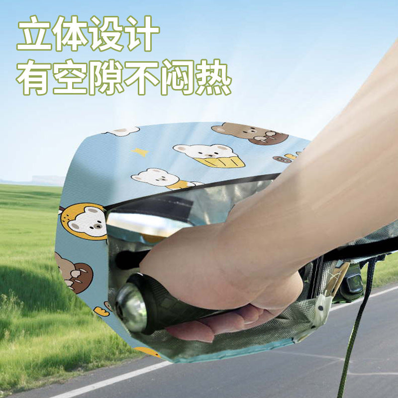 Electric vehicle handlebar covers sun protection gloves - universal fit for electric bikes, motorcycles - summer breathable, windproof, sunshade, waterproof, and rainproof