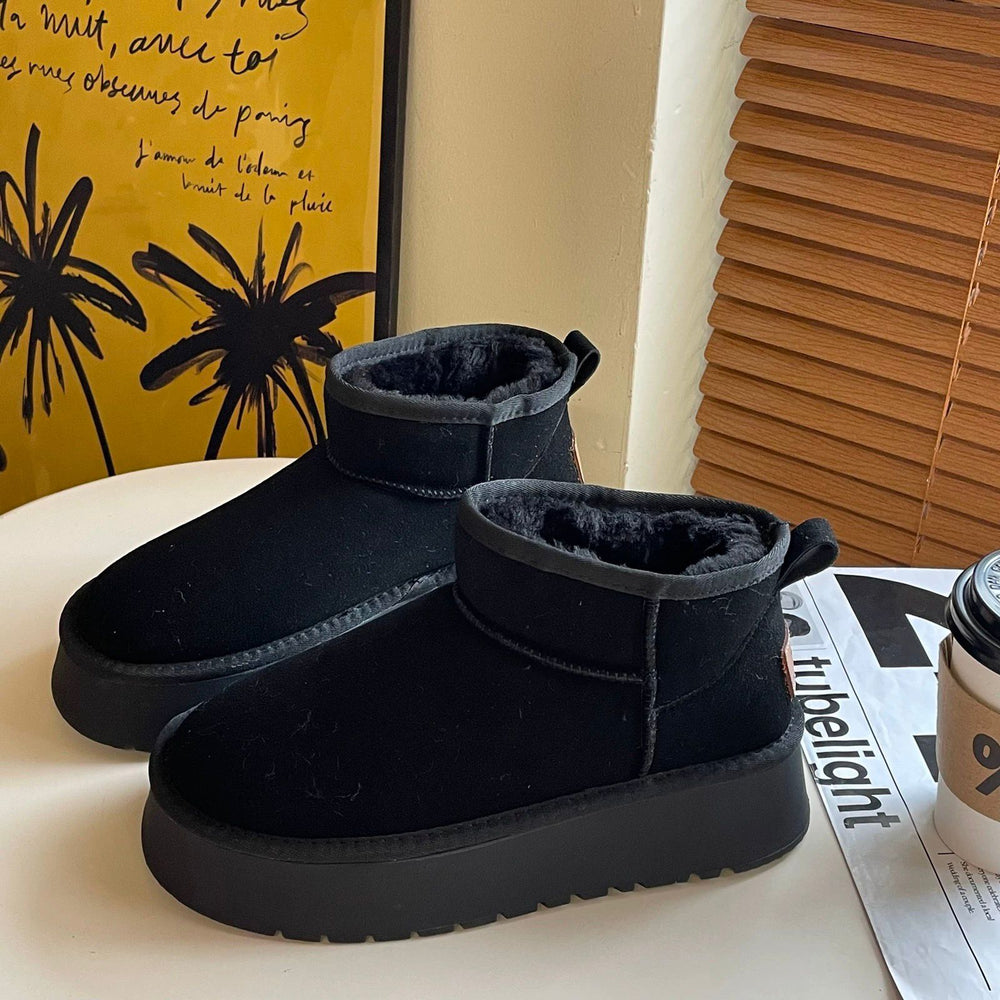 Thick sole anti-ski snow boots for women 2026new arrival autumn winter bread shoes slip-on fleece-linedthickenedheattech cotton shoes