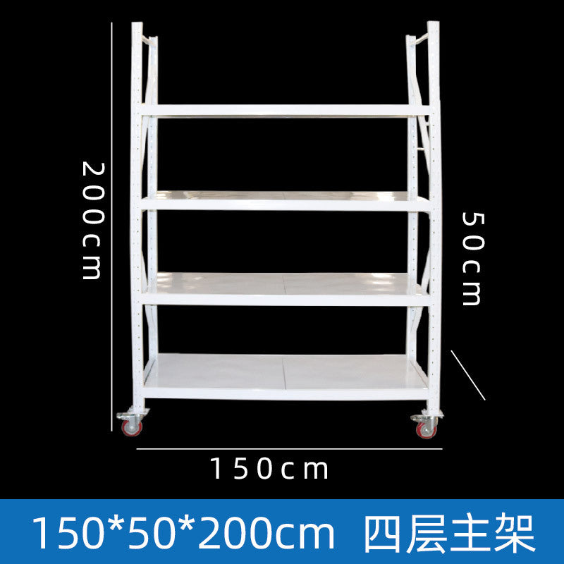 Storage shelves Angle steel shelves Multi-layer household warehouses Stainless steel storage racks Express silent wheel mobile iron racks