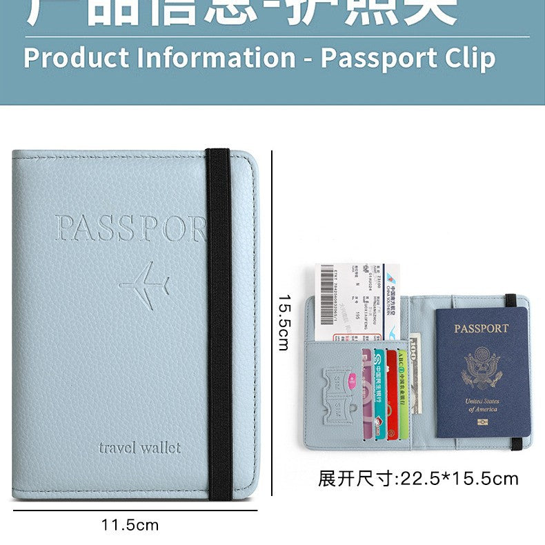 Spot card package  wholesale  RFID anti-magnetic travel PU passport clip luggage tag set passport storage