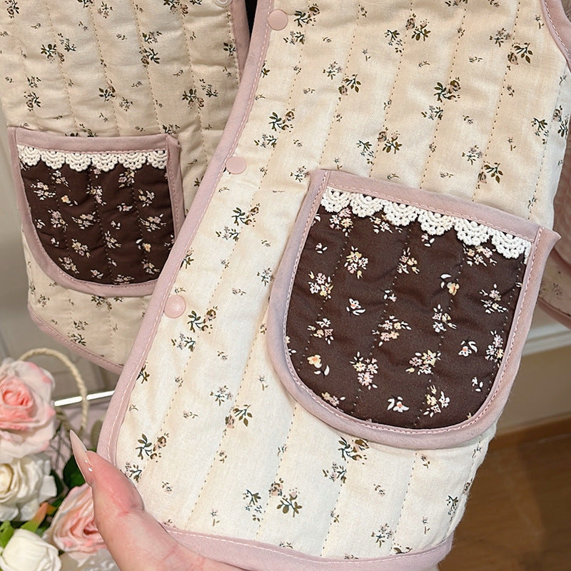 Autumn/winter girls' trendy quilted padded vest - korean style warm outerwear for baby girls - kids' fashion clothing