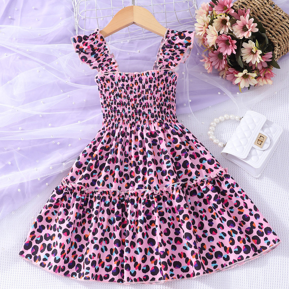 foreign trade new spot cable elastic butterfly printing suspender a-line dress