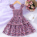 foreign trade new spot cable elastic butterfly printing suspender a-line dress