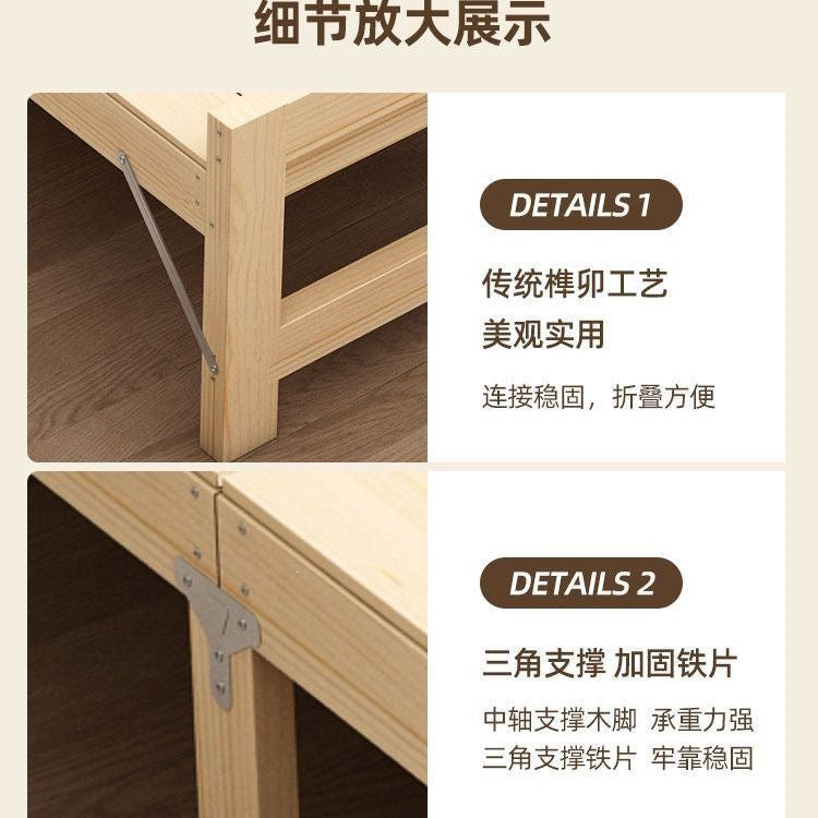 Solid wood bed for homesimple double bed bed board single bed office lunch break rental room installation foldable bed
