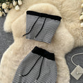 Lazy style slit skirt two-piece set women's summertie back waist tube top silmstraight-leg skirt work clothingsuit