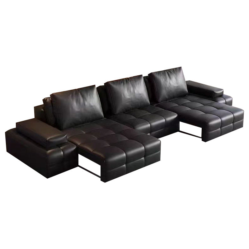 Lawrence genuine leather electric reclining sofa - smart remote control, high-end designer living room, home function sofa bed
