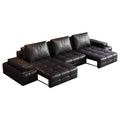Lawrence genuine leather electric reclining sofa - smart remote control, high-end designer living room, home function sofa bed