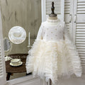 Girls' fleece-lined dress - new autumn/winter  collection: stylish wavy hem sundress, warm base layer, princess dress