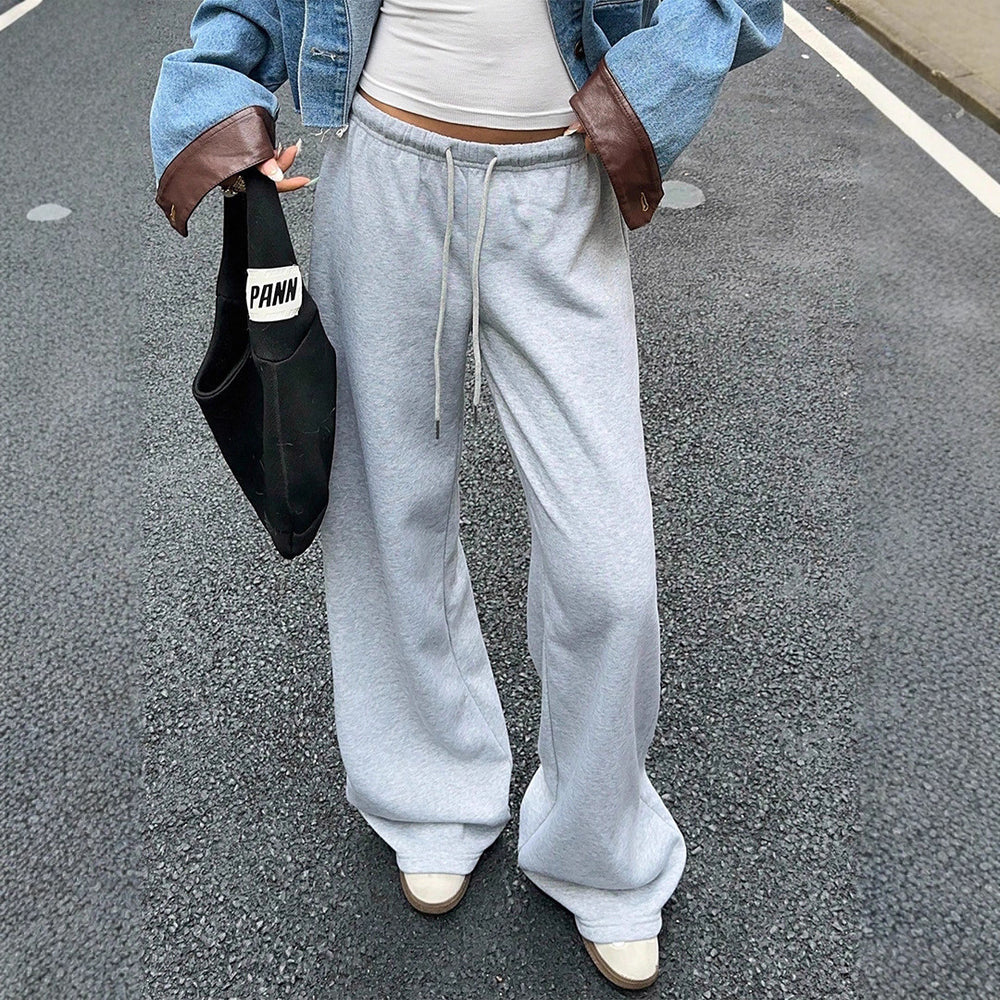 2025 early autumn new european and american retro mid-to-low rise relaxed fit sweatpants - versatile, drapey, sporty casual pants