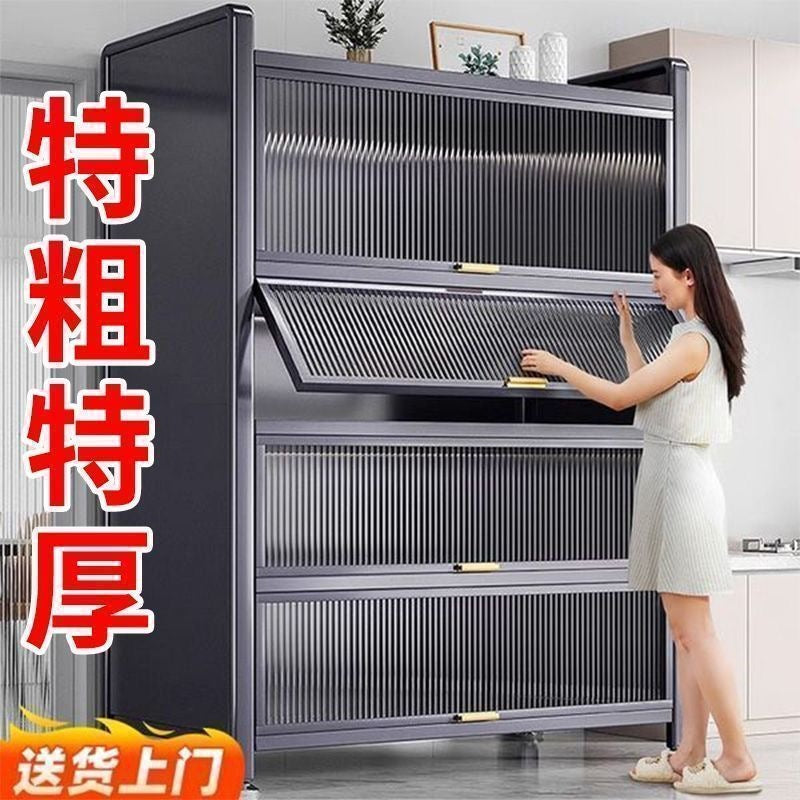 Best sellingfor homekitchen rack cabinet steel multi-layer thickened cupboard pulley storage cabinet microwave oven storage cabinet