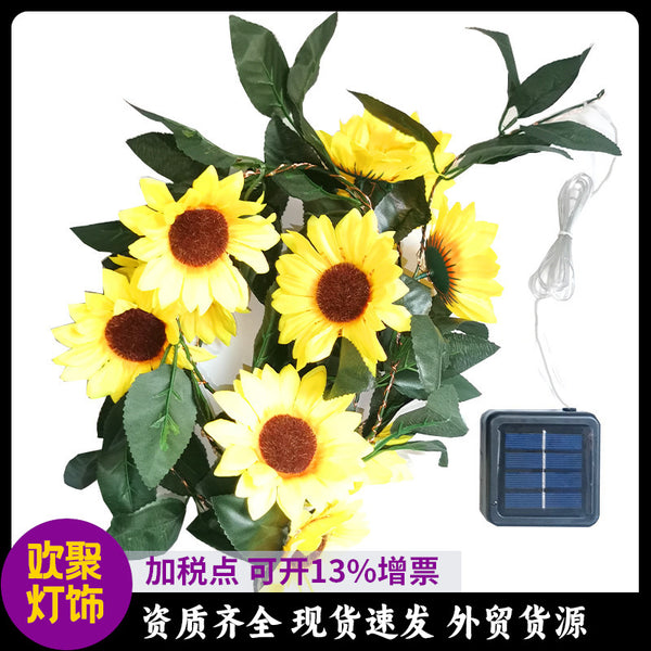 's new solar sunflower gypsy light string plant rattan courtyard Christmas holiday lights wholesale
