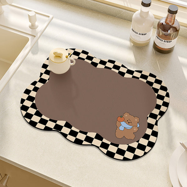 Cartoon kitchen placemat countertop thermal insulation coaster faucet drain mat diatom mud suction mat bathroom non-slip mat