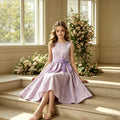 European and american style teen girls' formal dress - embroidered gold thread sleeveless vest dress - a-line silhouette - slim fit - sizes 13y-16y - in stock