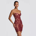 european and american women's clothing  spring/summer new lace bandeau striped high-waisted bodycon slimming bodycon dress