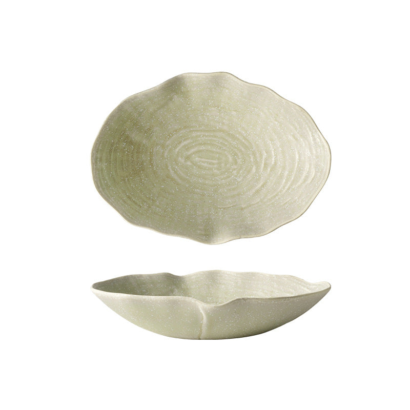 Japanese-style pasta plate, household salad plate, high-end restaurant ceramic tableware, retro straw hat bowl, light luxury western food plate